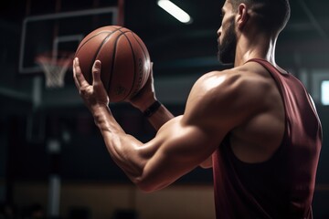 cropped shot of an unrecognizable male athlete shooting a basketball in the gym