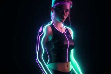 Female neon sport clothes. Generate Ai