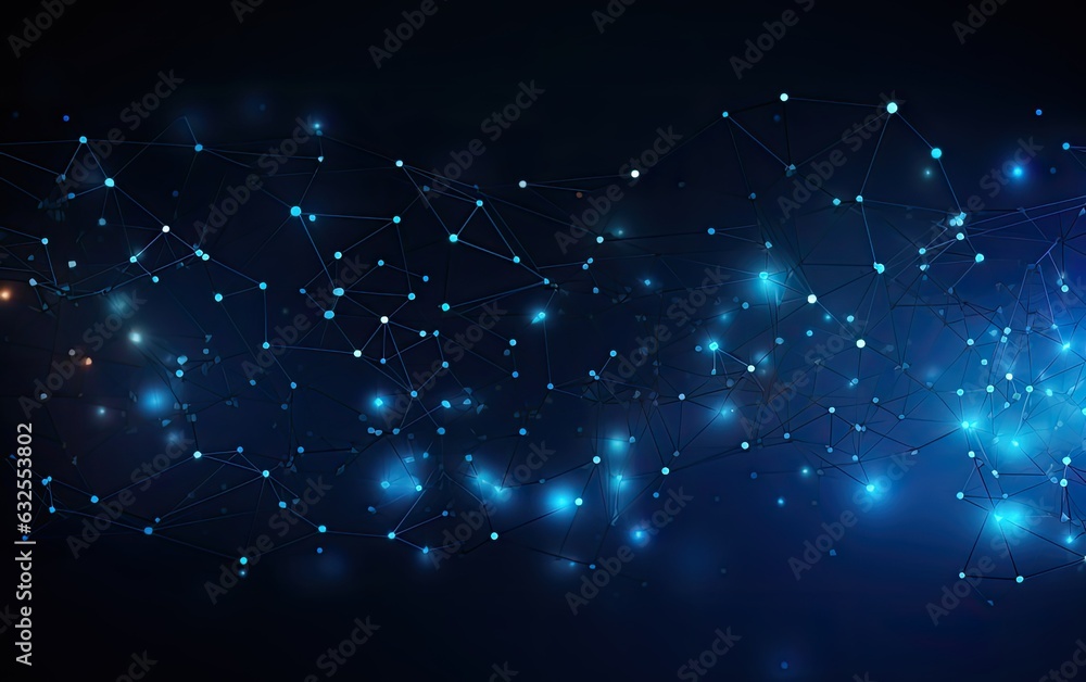 Poster concept of network. abstract futuristic technology with polygonal shapes on dark blue background. co