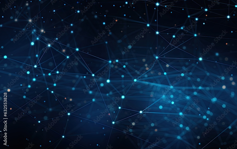 Poster concept of network. abstract futuristic technology with polygonal shapes on dark blue background. co