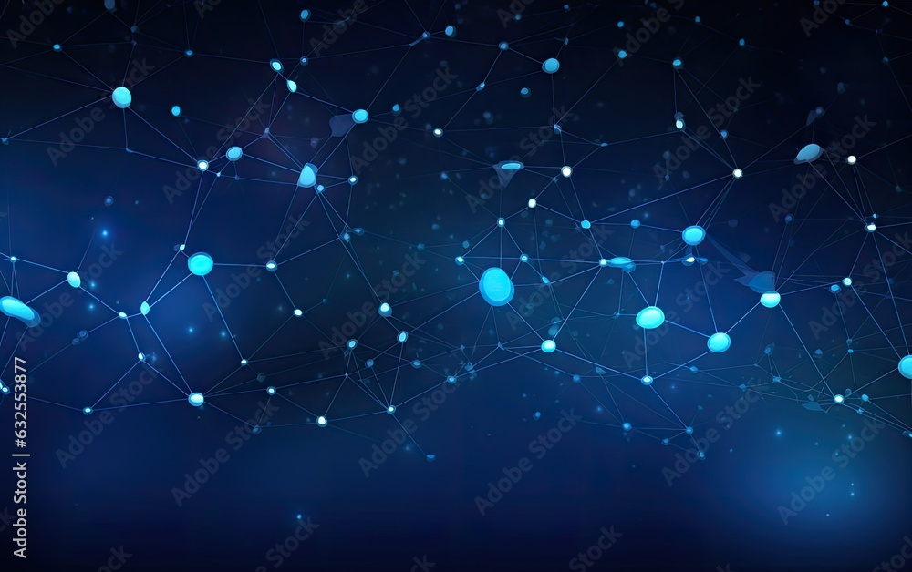 Poster concept of network. abstract futuristic technology with polygonal shapes on dark blue background. co