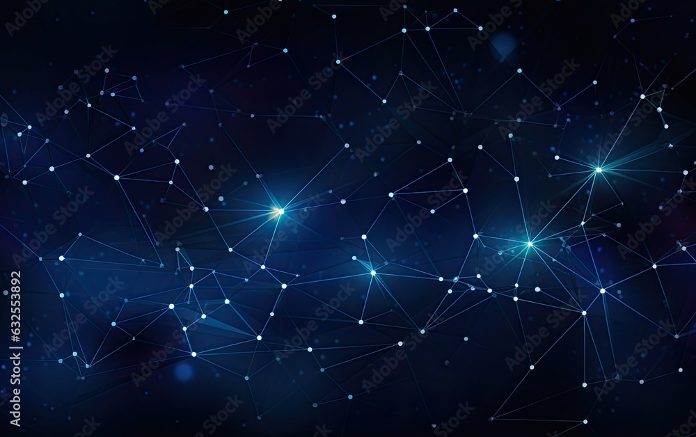 Poster concept of network. abstract futuristic technology with polygonal shapes on dark blue background. co