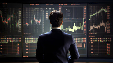 Fototapeta premium Business-Mann analysiert Charts