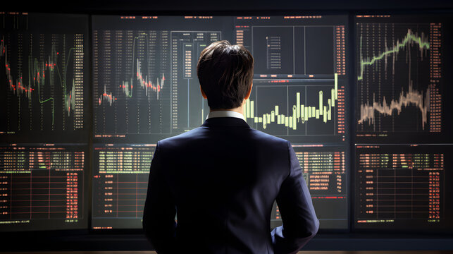 Business-Mann analysiert Charts