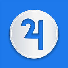 Paper cut Ancient astrological symbol of Jupiter icon isolated on blue background. Astrology planet. Zodiac and astrology sign. Paper art style. Vector