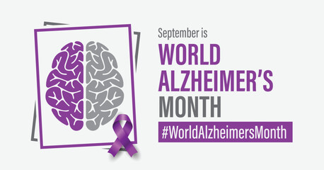 September is World Alzheimer's Month banner. Vector campaign banner for social media and web. - obrazy, fototapety, plakaty