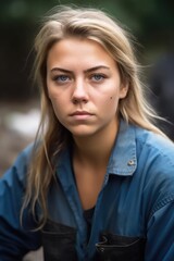 Obraz premium portrait of a young woman completing community service work