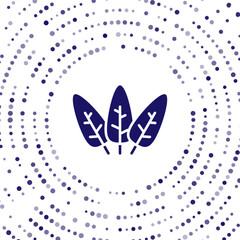 Blue Leaf icon isolated on white background. Leaves sign. Fresh natural product symbol. Abstract circle random dots. Vector