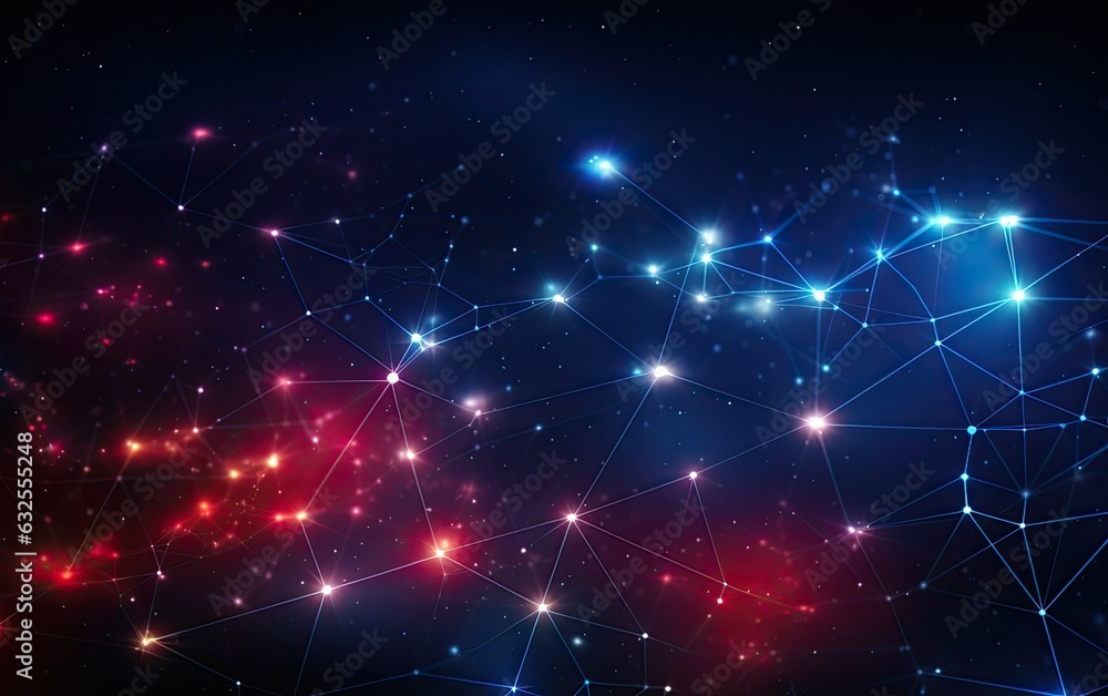 Poster concept of network. abstract futuristic technology with polygonal shapes on dark blue background. co