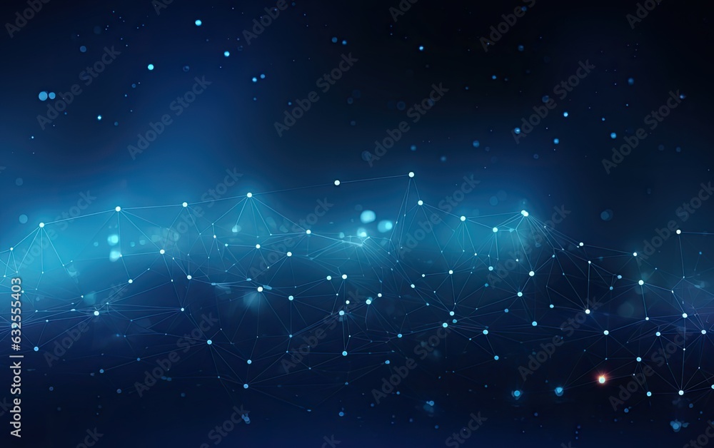 Poster concept of network. abstract futuristic technology with polygonal shapes on dark blue background. co