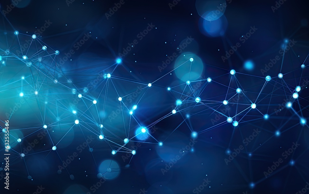Poster concept of network. abstract futuristic technology with polygonal shapes on dark blue background. co