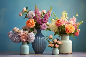 Elegant Blooms in Vases: Floral Arrangements - obrazy, fototapety, plakaty