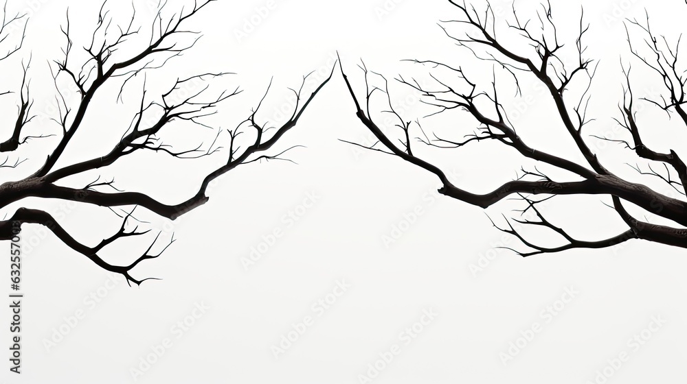 Aufkleber silhouette of a tree branch on white background