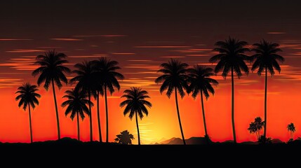 Fototapeta na wymiar Silhouetted Asian palm tree during sunset