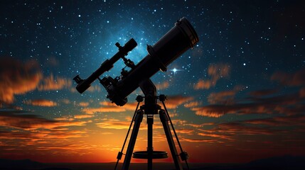 Twilight sky astronomy telescope silhouette