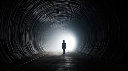 dark figure in a tunnel
