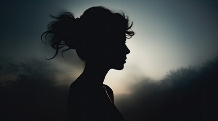 Young woman s silhouette in a pose
