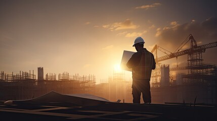 Surveying and inspecting by a civil engineer examining the construction site