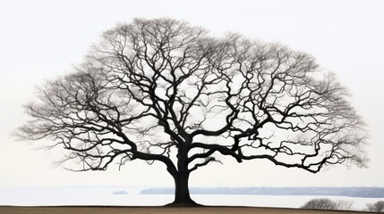 Winter s day in Essex silhouette of a bare Oak tree