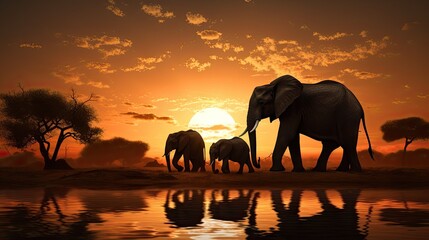 Fototapeta na wymiar Elephants in the scenery
