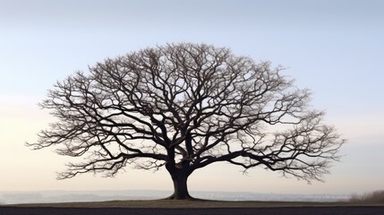 Fototapeta na wymiar Winter s day in Essex silhouette of a bare Oak tree