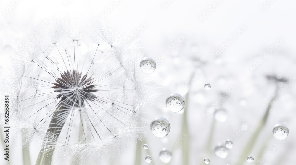 Aufkleber silhouetted dandelion in macro with water droplets on white background