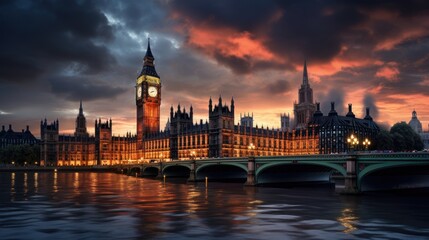 Parliament building at twilight