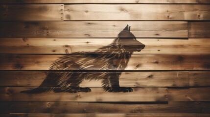 Animal sketch on wooden surface