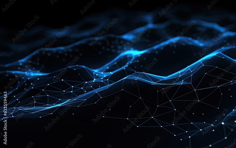 Poster concept of network. abstract futuristic technology with polygonal shapes on dark blue background. co