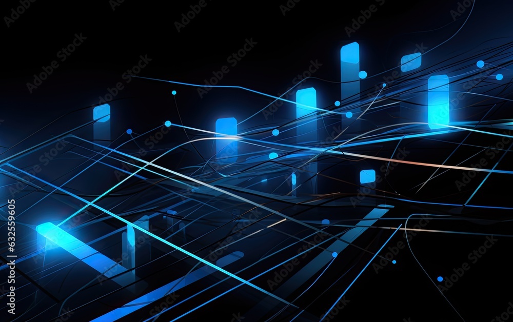 Poster concept of network. abstract futuristic technology with polygonal shapes on dark blue background. co