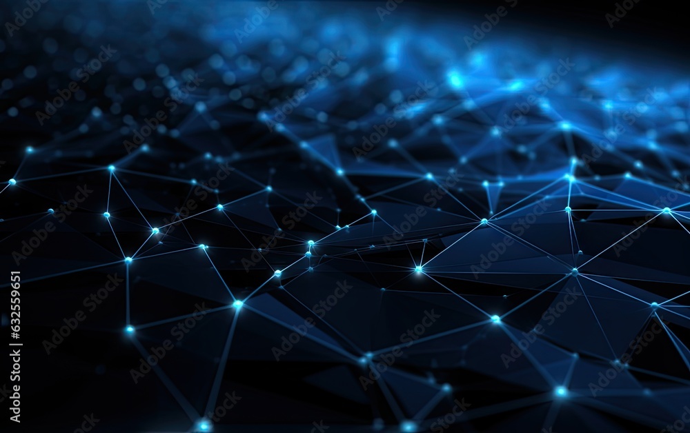 Poster concept of network. abstract futuristic technology with polygonal shapes on dark blue background. co