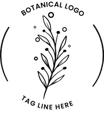 botanical logo design , floral logo design , boho logo , bohomial logo , line art logo