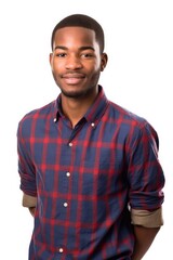 studio shot of a young african american man isolated on white