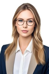 Fototapeta premium studio shot of a young businesswoman wearing glasses isolated on white