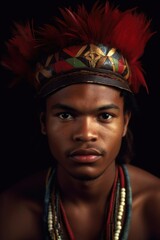 Fototapeta na wymiar portrait of a young man wearing a traditional headdress