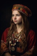 portrait of an attractive young woman wearing traditional clothing