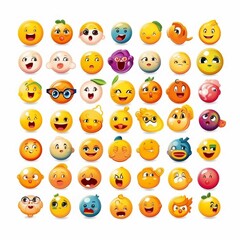Fototapeta premium Smiling emoticons on a white background. 3d illustration