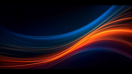 Fototapeta premium Abstract background with blue and orange waves, generative AI.