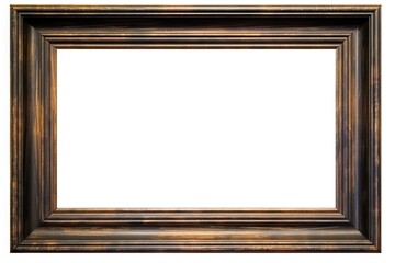 Vintage photo frame with empty space. Showcasing your memories. Modern wooden gallery frame on isolated white background. Ideal for art