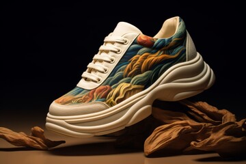 Sneaker with classical painting on it. Beautiful illustration picture. Generative AI