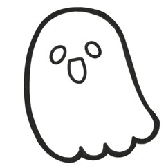 Outline black and white cute Ghost Halloween 