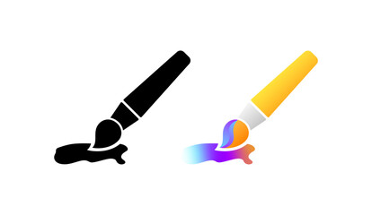 Brush icon. Different styles, color, mix of colors brush. Vector illustration