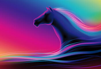 Colorful Horse in a Vibrant Array of Strokes. Generative AI.