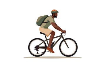 man riding bicycle vector flat minimalistic isolated illustration - obrazy, fototapety, plakaty