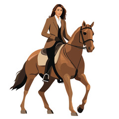 woman in business suit riding horse vector flat isolated illustration
