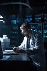 shot of a scientist using a laptop computer in his lab