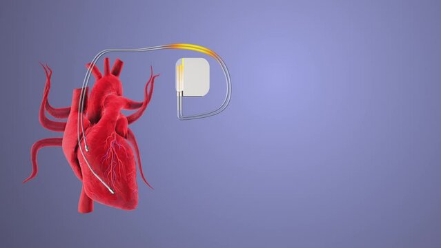 The heart and a cardiac pacemaker with heartbeat wave lines