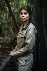 Fototapeta premium portrait of a young female biologist working at a zoo