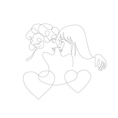 The embrace of a couple in love. Linear drawing of women in love. Minimalistic modern illustration illustration. The concept love