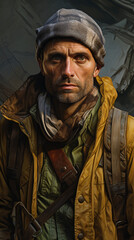 Fototapeta premium A captivating portrait of an intrepid explorer, driven by curiosity and boundless courage. This depiction encapsulates the spirit of fearless discovery and venturing into the unknown.